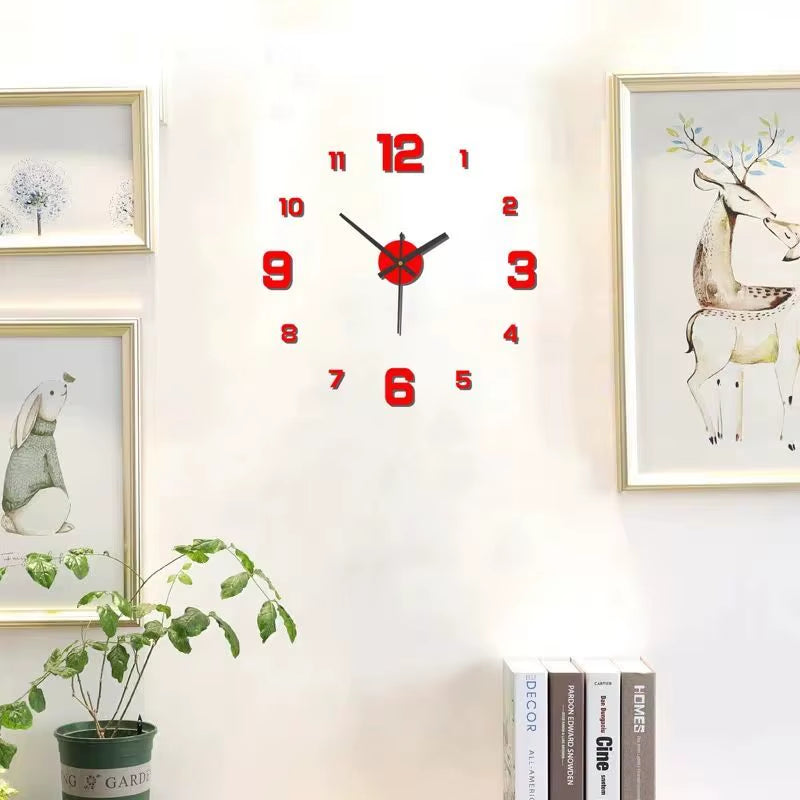 Frameless DIY Wall Clock - Silent Decorative Wall Decal for Home and Office Use