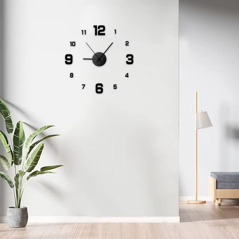 Frameless DIY Wall Clock - Silent Decorative Wall Decal for Home and Office Use