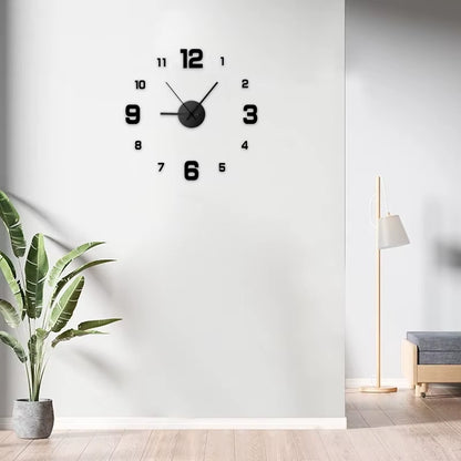 Frameless DIY Wall Clock - Silent Decorative Wall Decal for Home and Office Use