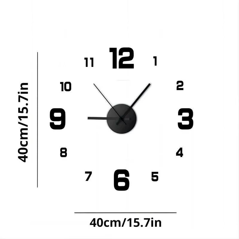 Frameless DIY Wall Clock - Silent Decorative Wall Decal for Home and Office Use
