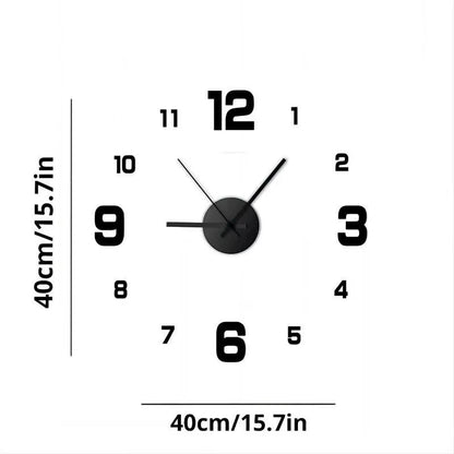 Frameless DIY Wall Clock - Silent Decorative Wall Decal for Home and Office Use