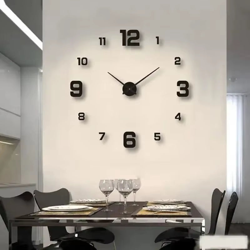 Frameless DIY Wall Clock - Silent Decorative Wall Decal for Home and Office Use