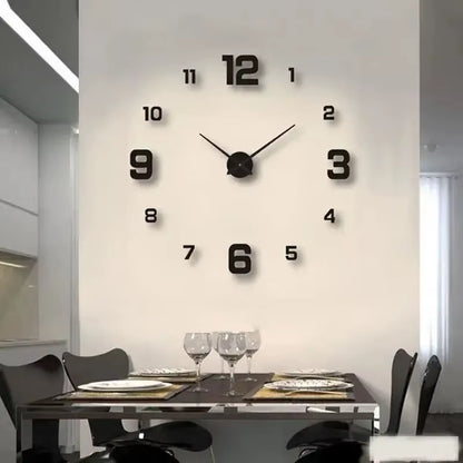 Frameless DIY Wall Clock - Silent Decorative Wall Decal for Home and Office Use